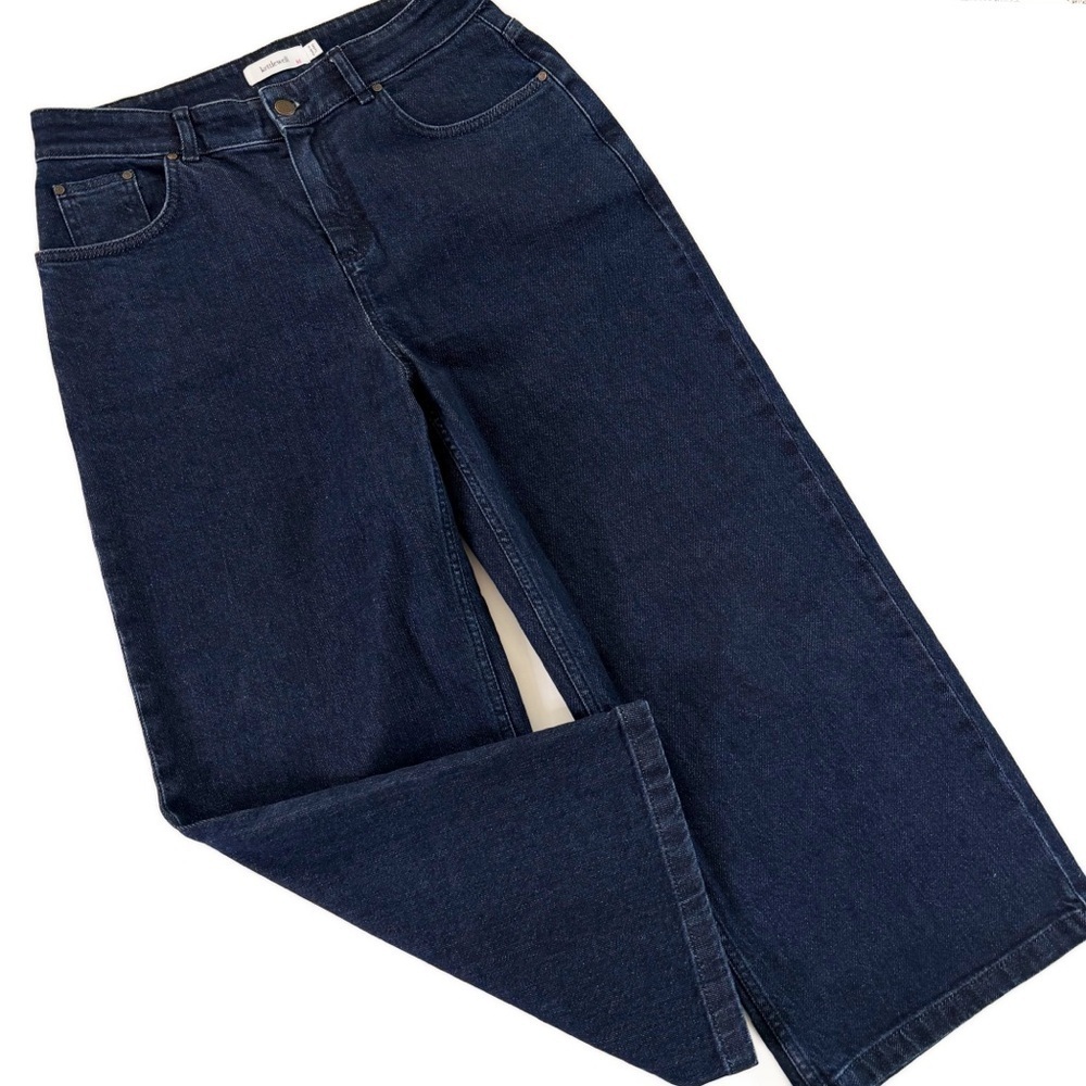 Kettlewell Jeans Womens Medium Dark Wash High Rise Wide Leg Crop Stretch